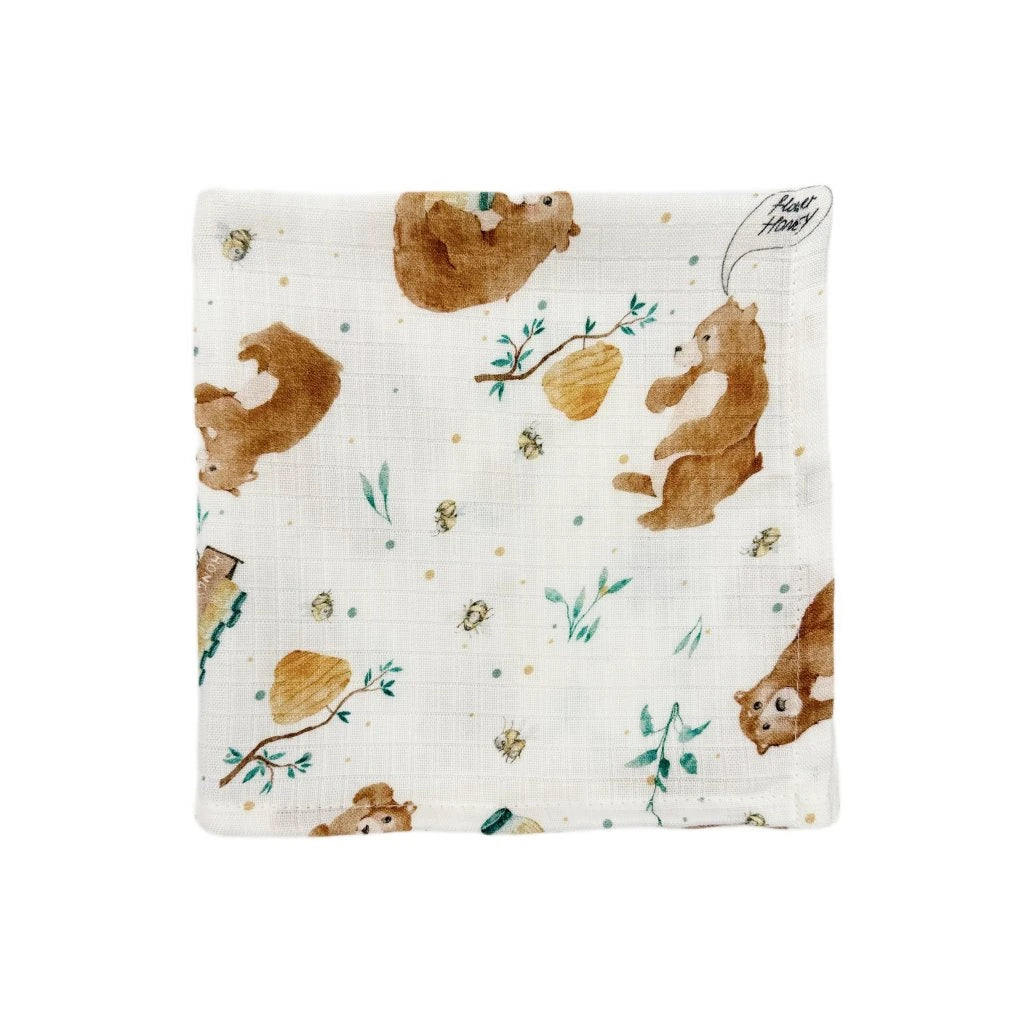 Baumwoll-Musselinwindel 40 x 40 cm Teddybär