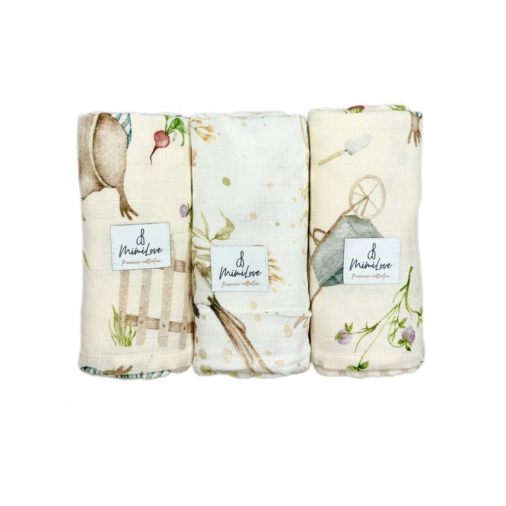 Set aus Musselintüchern 75 x 75cm Maulwurf Nude & Golden Birds - 2 + 1 Gratis