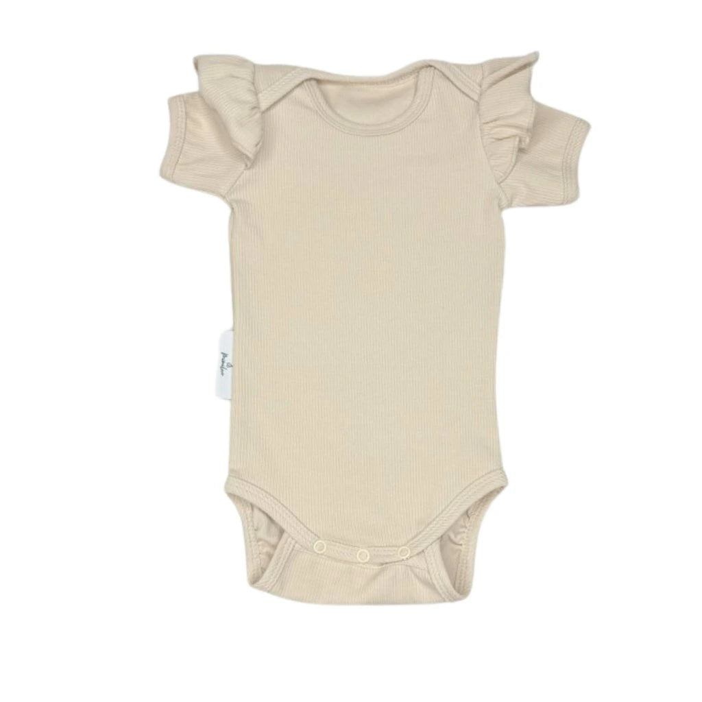 Baby Kurzarmbody mit Rüschen BEIGE