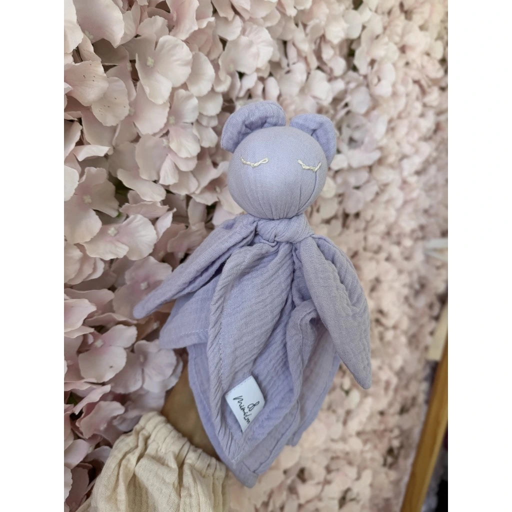 Musselin-Schmusetuch Teddybär Lavendel