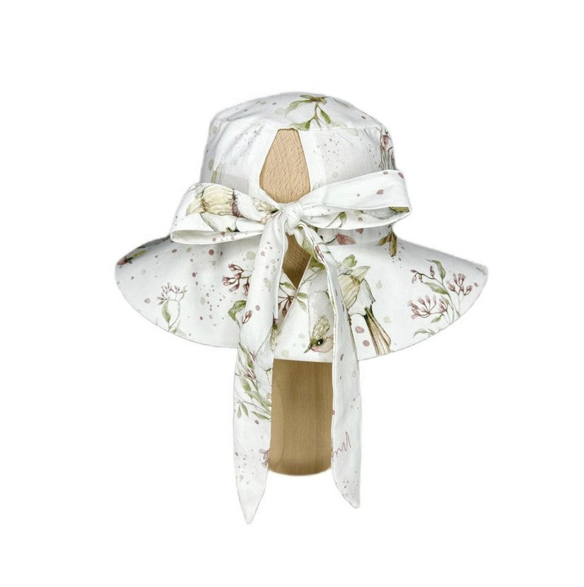 Baumwollhut mit Schleife - Golden Birds Rosa