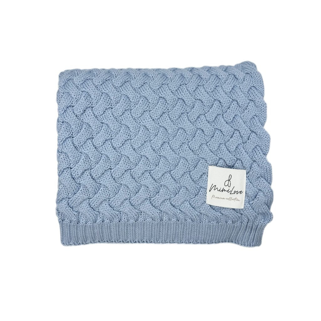 Babydecke aus Merinowolle Babyblue