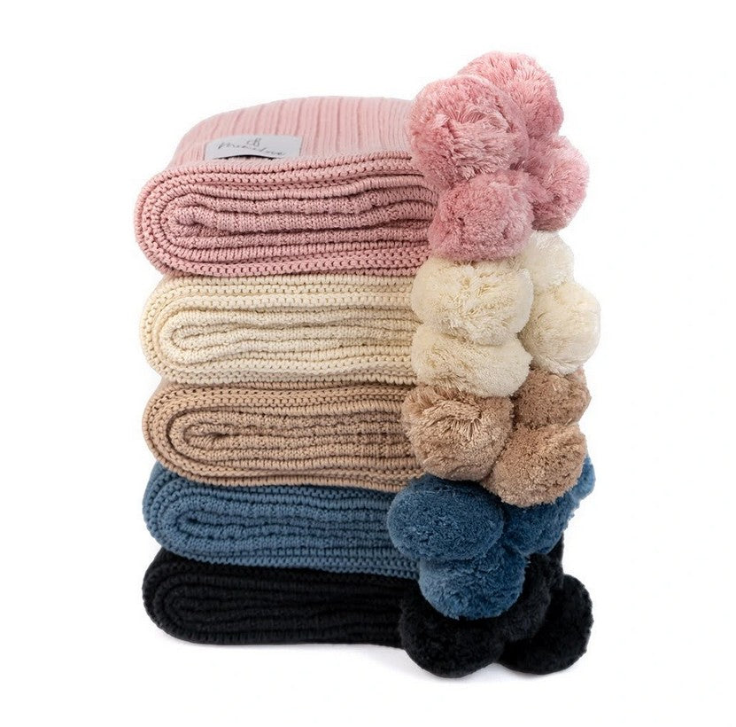 Bambusdecke mit Pompons Graphit