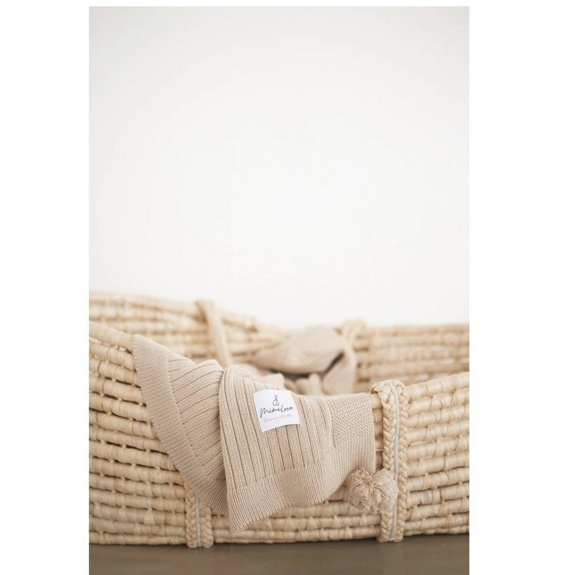 Bambusdecke mit Pompons Beige