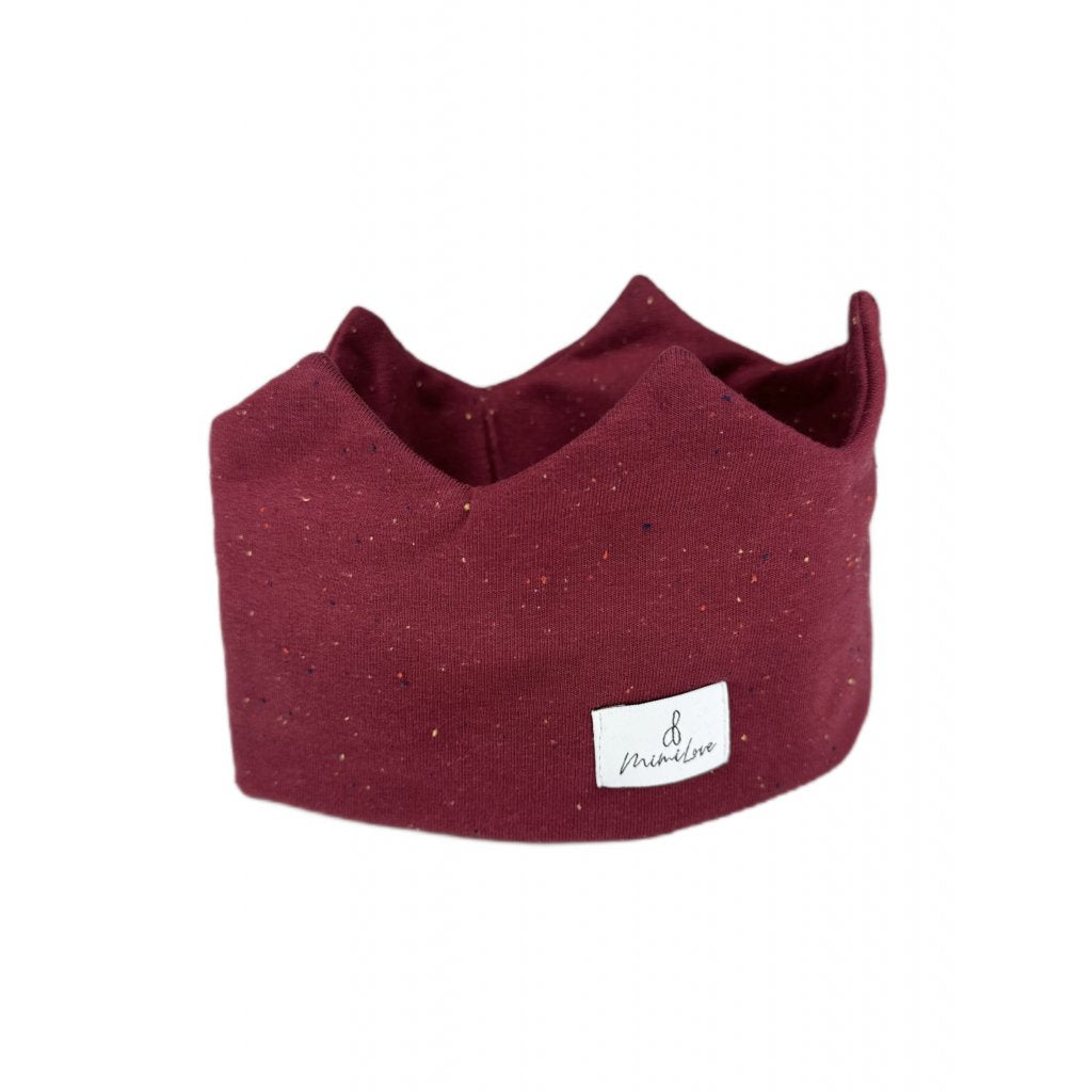 Baumwoll-Stirnband Krone 6 - 24 Monate – Bordeaux/Weinrot mit Punkten