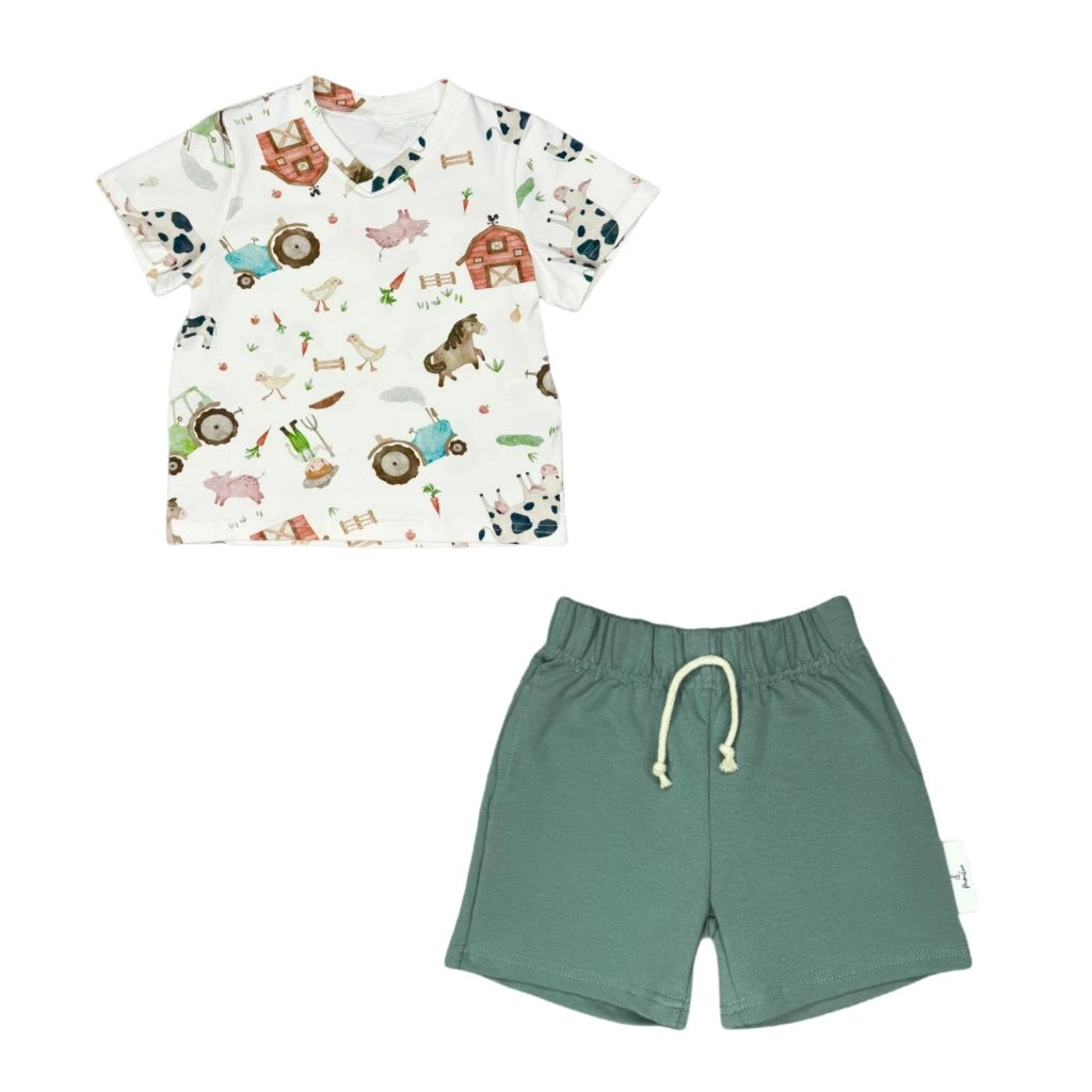 Baumwollset für Jungen - Farmer Flaschengrün