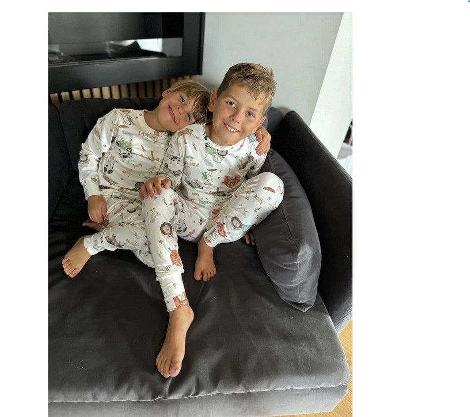 Langarm-Pyjama Farmer White