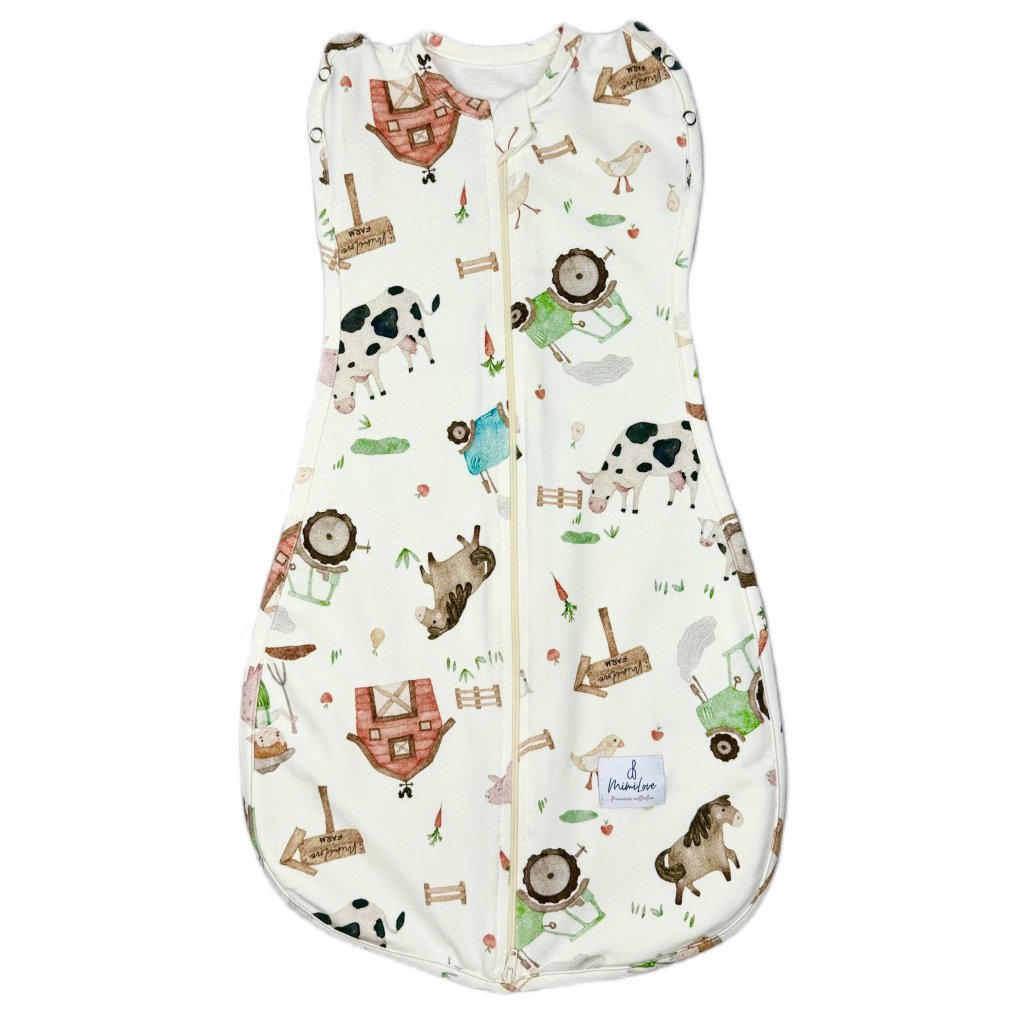 Swaddler Mimilove (Schlafsack für Babys) Farmer Weiß