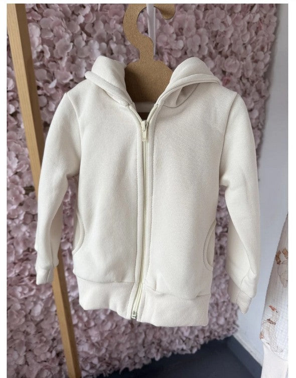 Kinder Hoodie mit Reißverschluss Hase Cremig