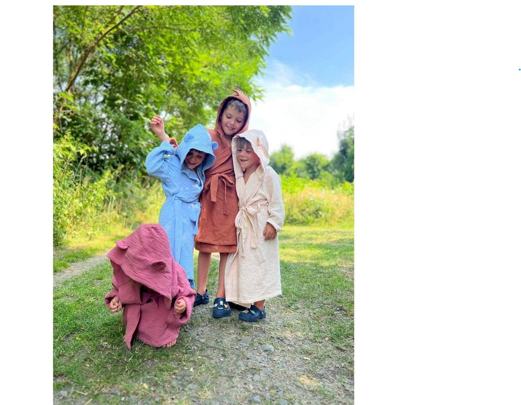 Kinderbademantel mit Kapuze TEDDYBÄR Größe 3-6 Jahre KARAMELL