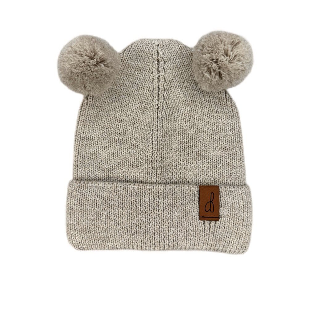 Mütze MERINO mit Bommel 06 - 12 Monate Beige