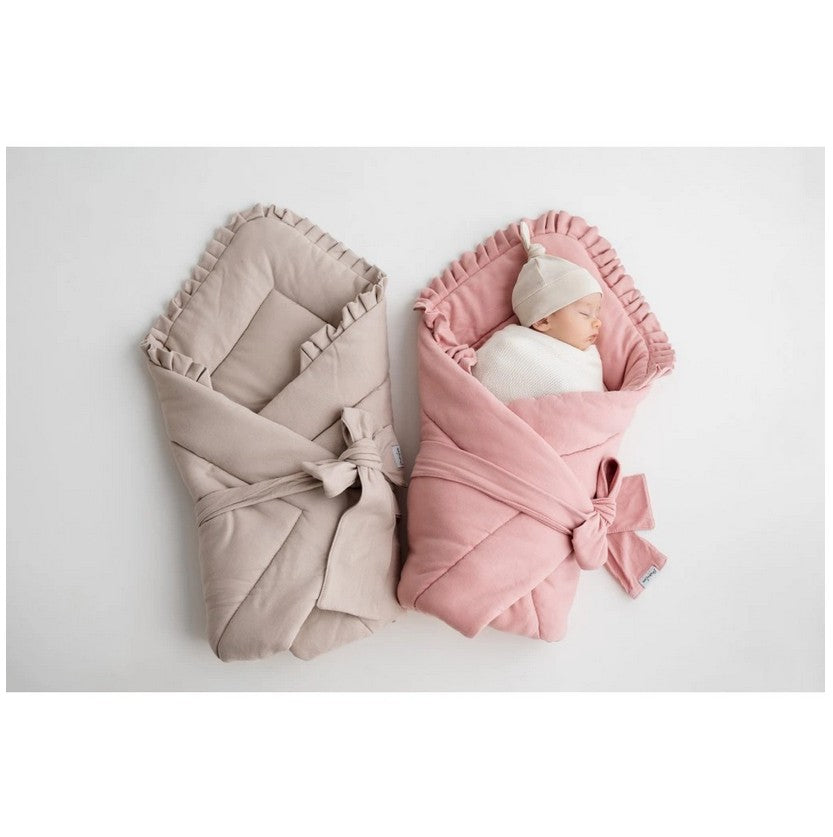 Babyhorn / Babymatte aus Bambus mit Rüschen Hellgrau