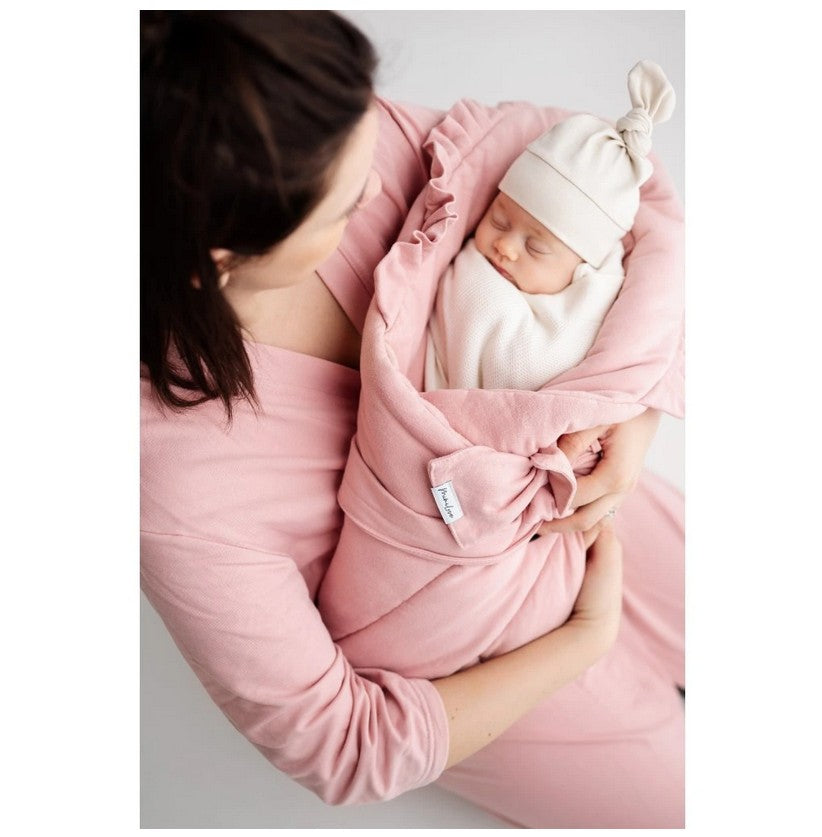 Babyhorn / Babymatte aus Bambus mit Rüschen Puderosa