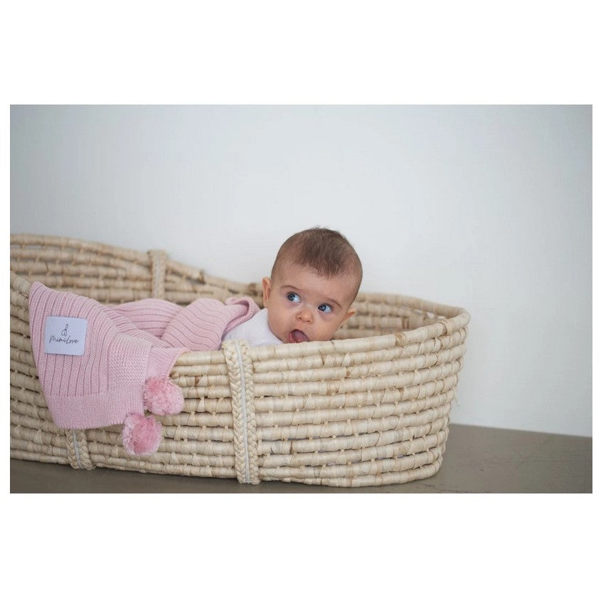 Bambusdecke mit Pompons Puderrosa