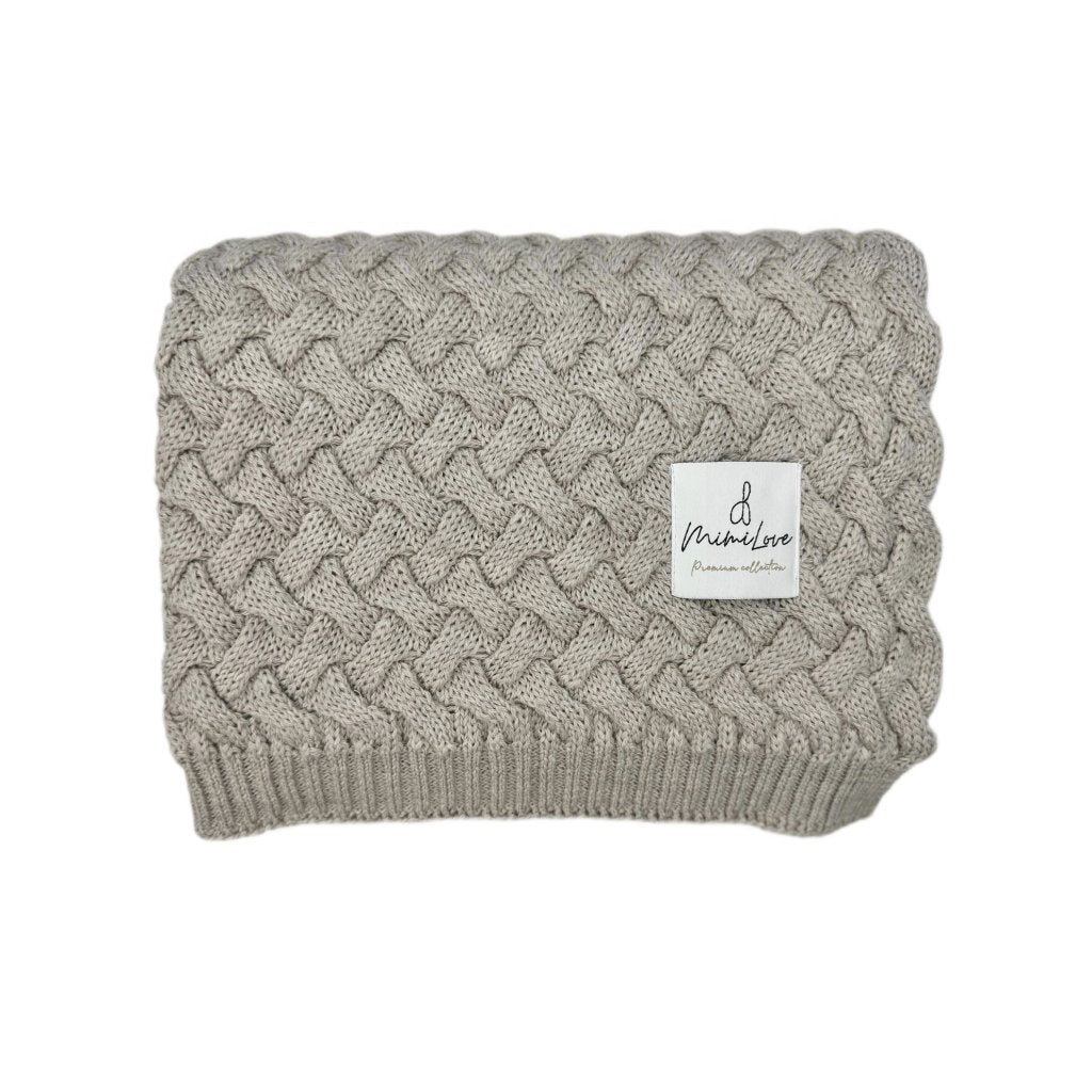 Babydecke aus Merinowolle Beige meliert