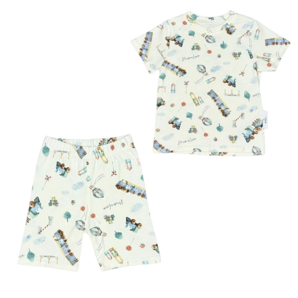 Kurzarm-Pyjama Züge White