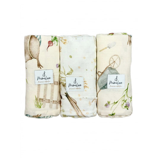 Set aus Musselintüchern 75 x 75cm Maulwurf Nude & Golden Birds - 2 + 1 Gratis