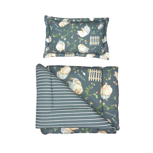Bett- und Kissen-Set mit Maulwurf-Muster