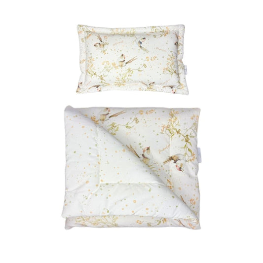 Bett- und Kissen-Set mit Golden Birds-Muster