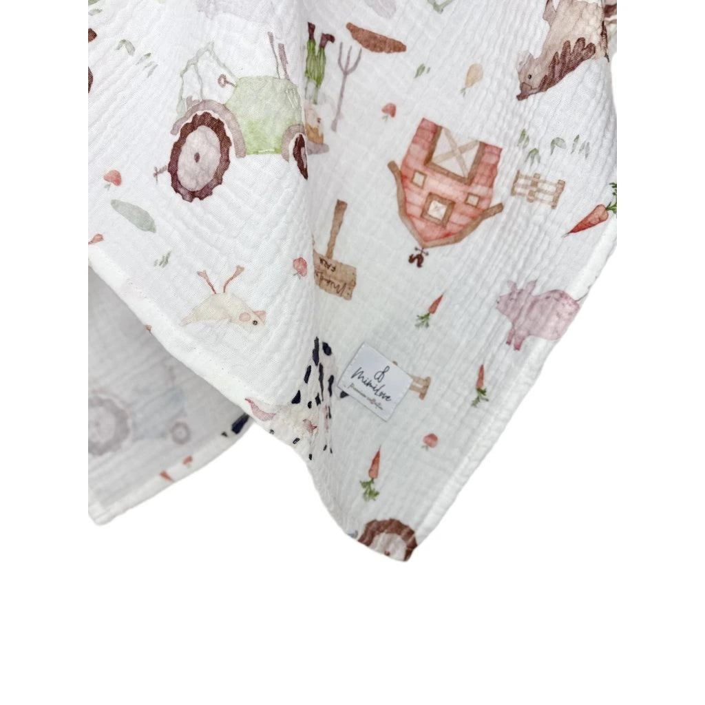Baumwoll-Musselinwindel 100 x 100 cm Farmer