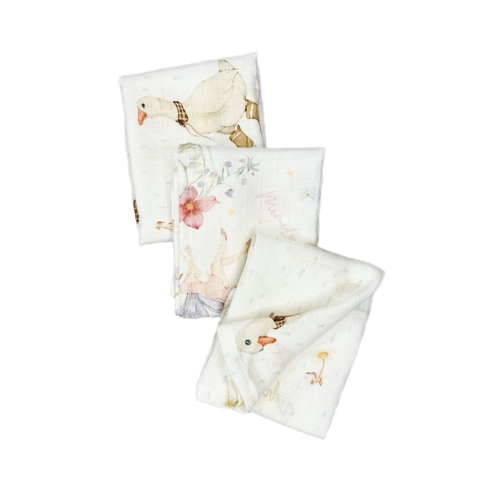 Set aus Musselintüchern Gänschen & Feen - 2 + 1 Gratis