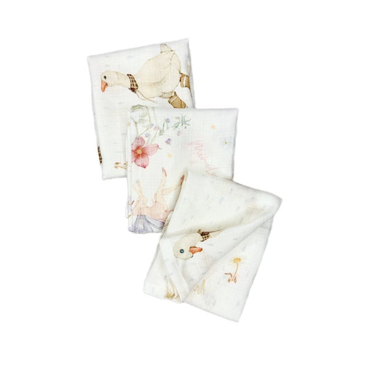 Set aus Musselintüchern Gänschen & Feen - 2 + 1 Gratis