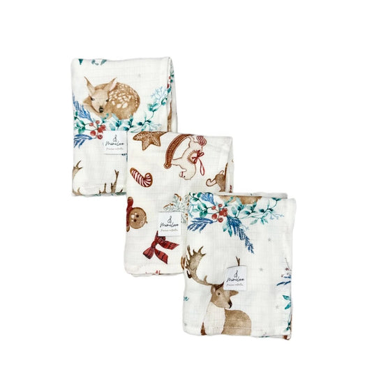 Set aus Musselintüchern 75 x 75cm Landscape & Lebkuchen - 2 + 1 Gratis