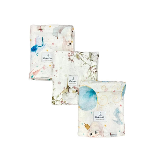 Set aus Musselintüchern 75 x 75cm Prinzessin & Golden Birds Rosa - 2 + 1 Gratis