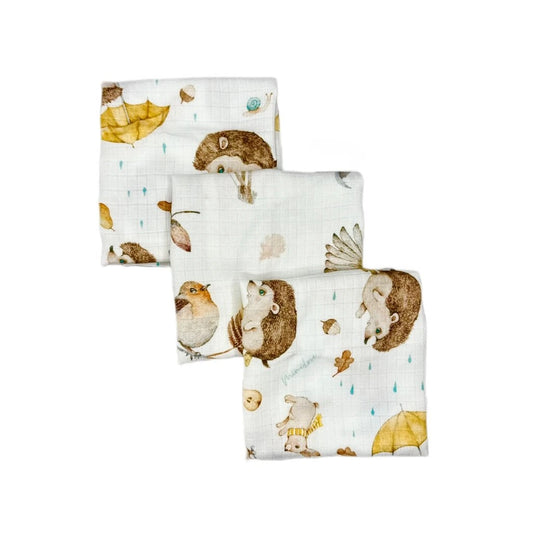 Set aus Musselintüchern Igel & Magischer Herbst - 2 + 1 Gratis