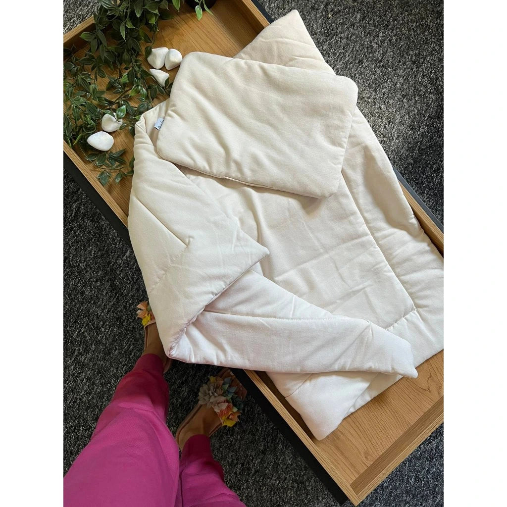 Bambus Kissen- und Bettdeckenset Beige