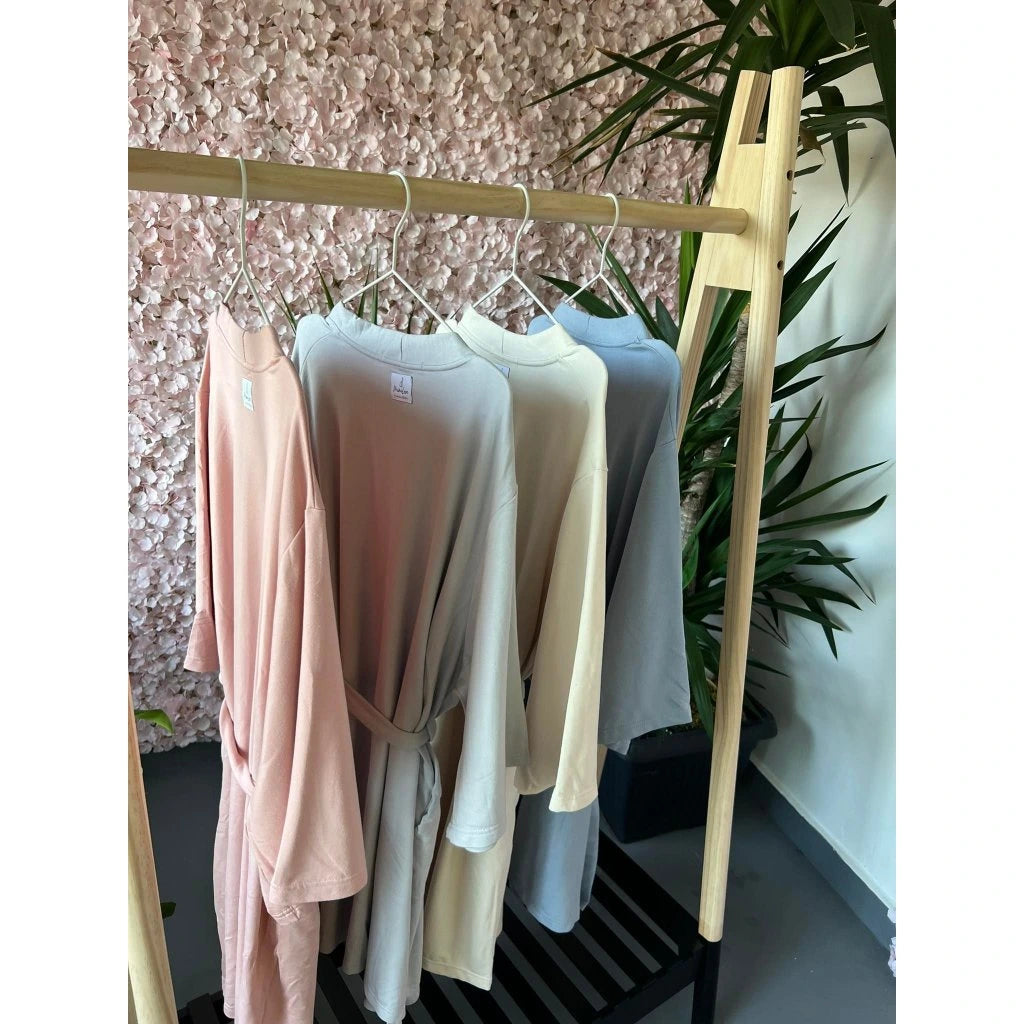 Eleganter Damenbademantel Puderrosa