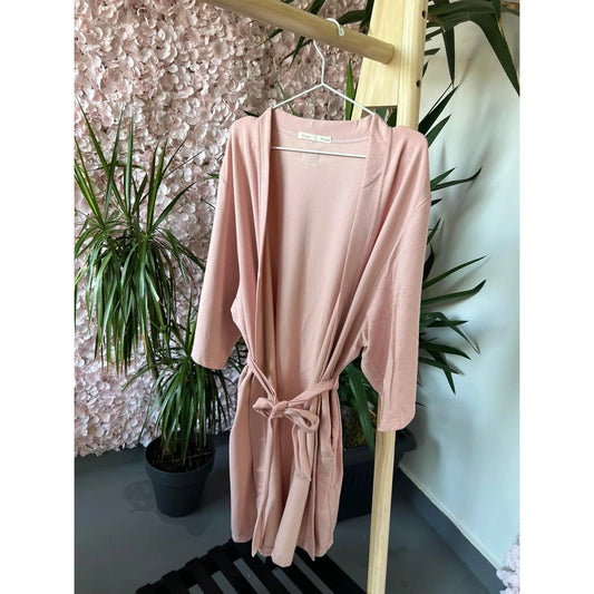 Eleganter Damenbademantel Puderrosa
