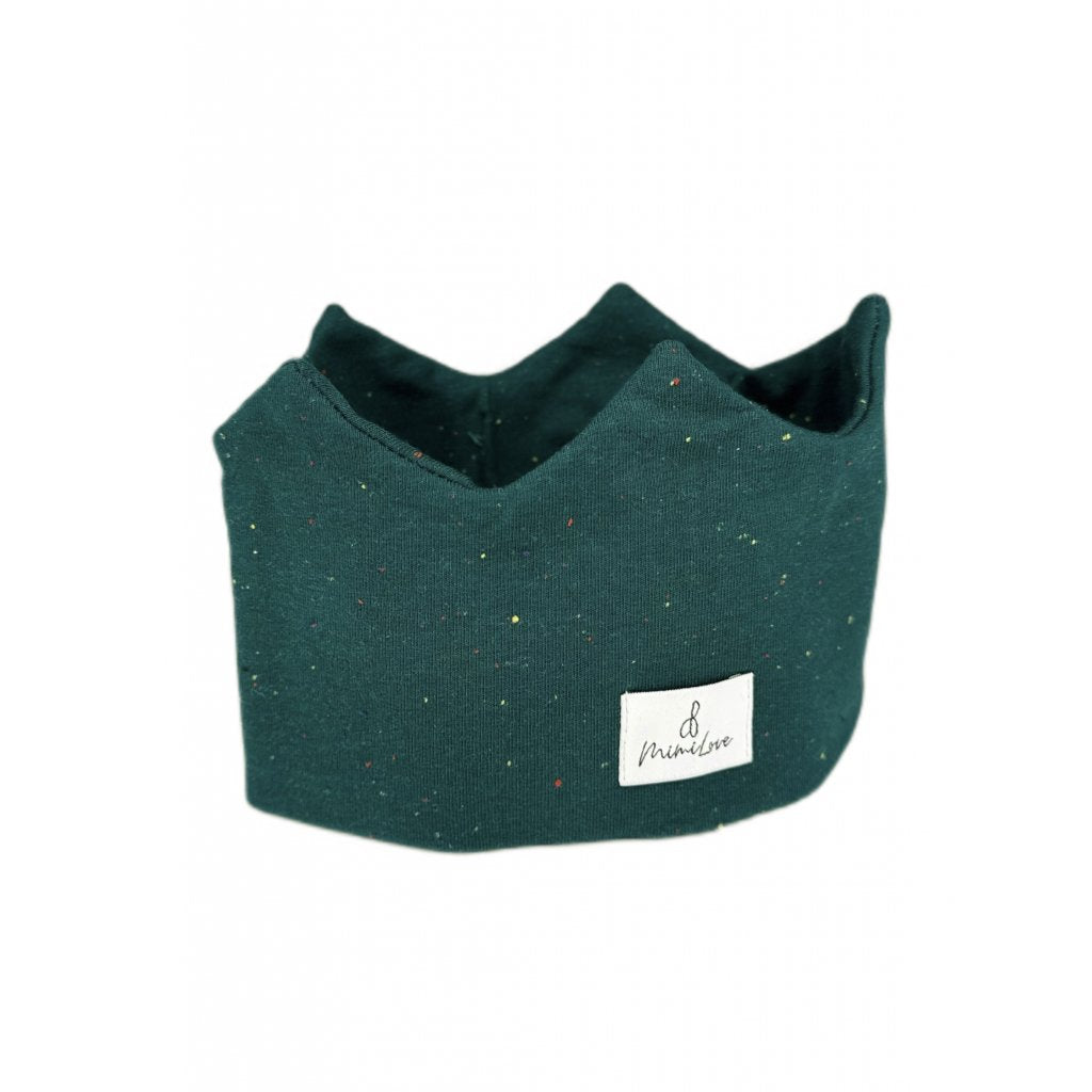 Baumwoll-Stirnband Krone 0 - 6 Monate – Flaschengrün  mit Punkten