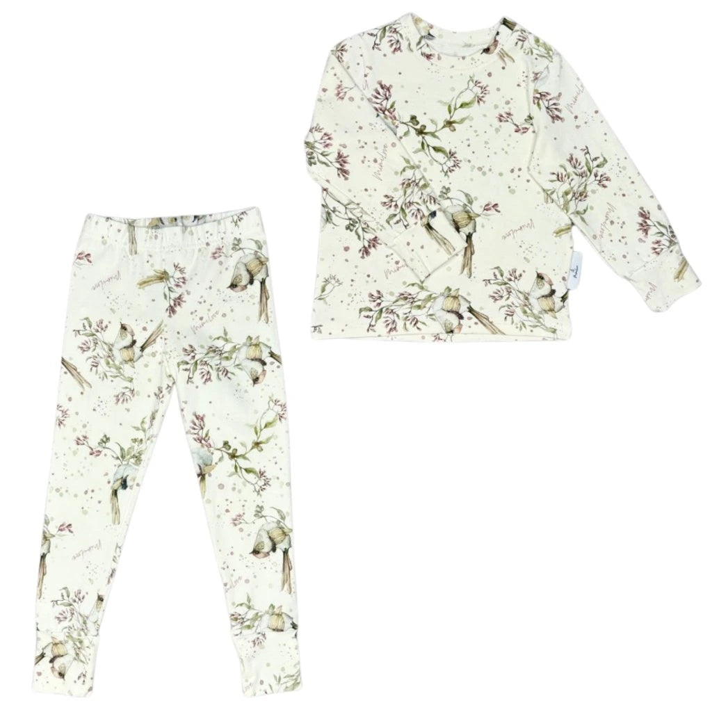 Langarm-Pyjama Golden Birds Rosa