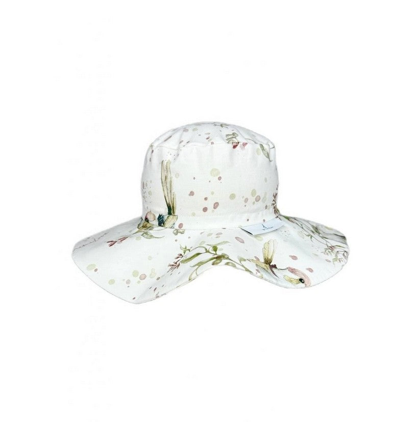 Baumwollhut mit Schleife - Golden Birds Rosa