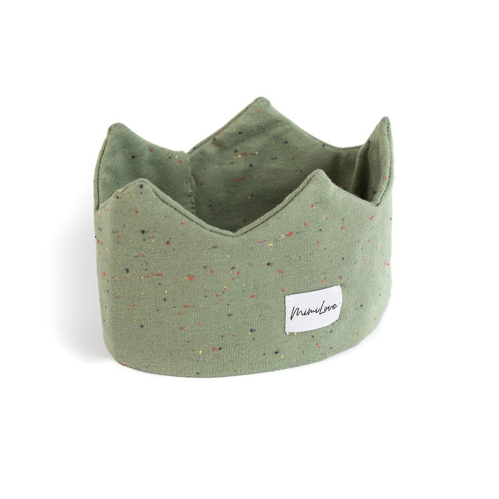 Baumwoll-Stirnband Krone 6 - 24 Monate – Khaki mit Punkten