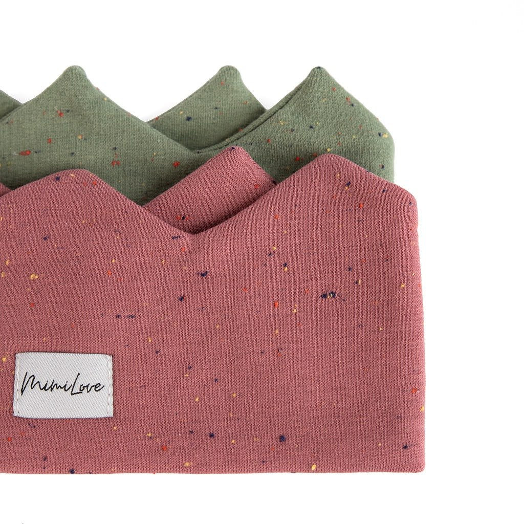 Baumwoll-Stirnband Krone 4 - 8 Jahre  – Flaschengrün mit Punkten