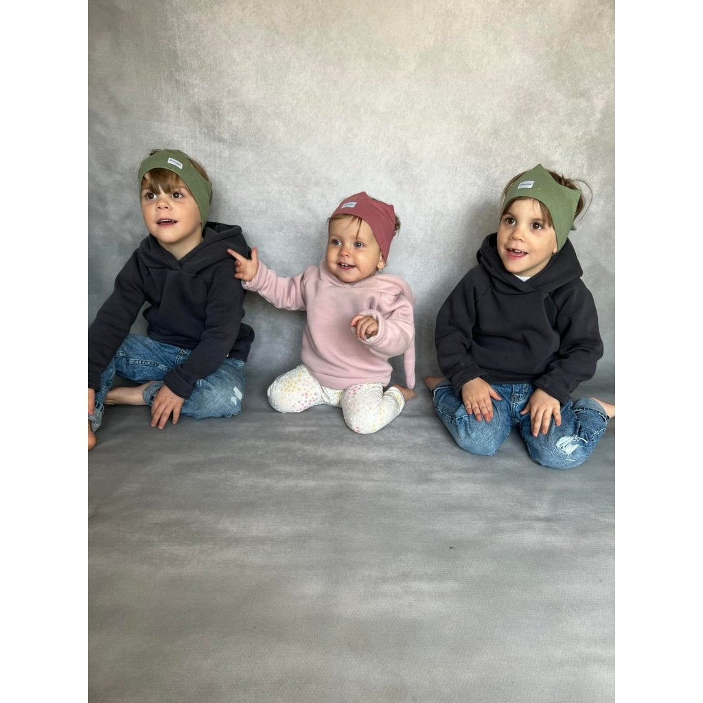 Baumwoll-Stirnband Krone 4 - 8 Jahre  – Flaschengrün mit Punkten