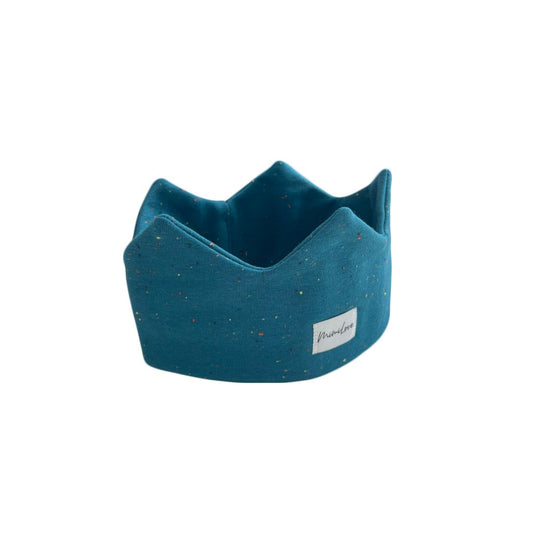 Baumwoll-Stirnband Krone 4 - 8 Jahre – Petrol mit Punkten