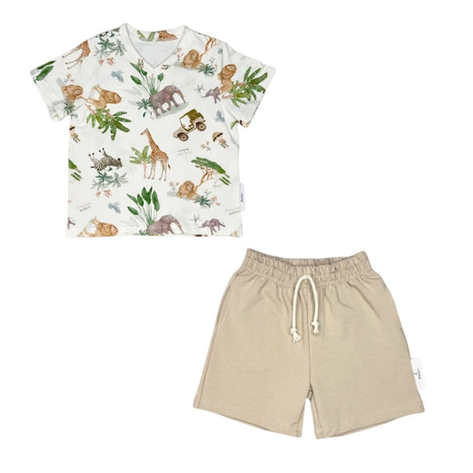 Baumwollset für Jungen - Safari Beige