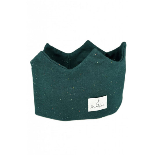 Baumwoll-Stirnband Krone 6 - 24 Monate  – Flaschengrün mit Punkten