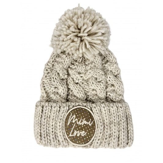 Wintermütze LOGO GLITZER Gr. ab 11 Jahre bis Erwachsene Beige