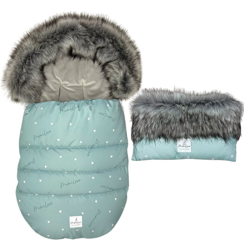Set aus Fußsack und Handwärmer für den Kinderwagen Aqua Basic