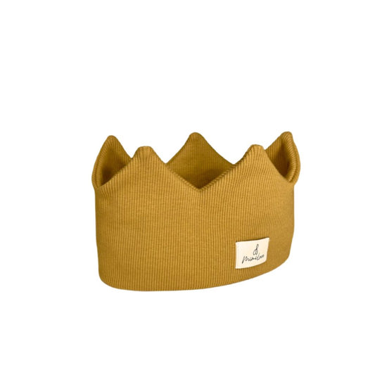 Baumwoll-Stirnband Krone 6 - 12 Monate - Dunkler Senf