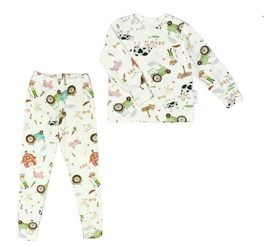 Langarm-Pyjama Farmer White