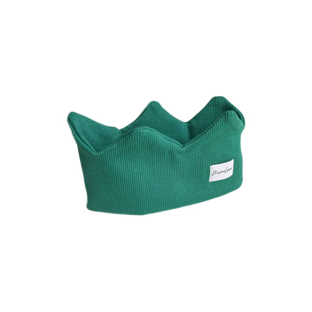 Baumwoll-Stirnband Krone 6 - 12 Monate - Flaschengrün