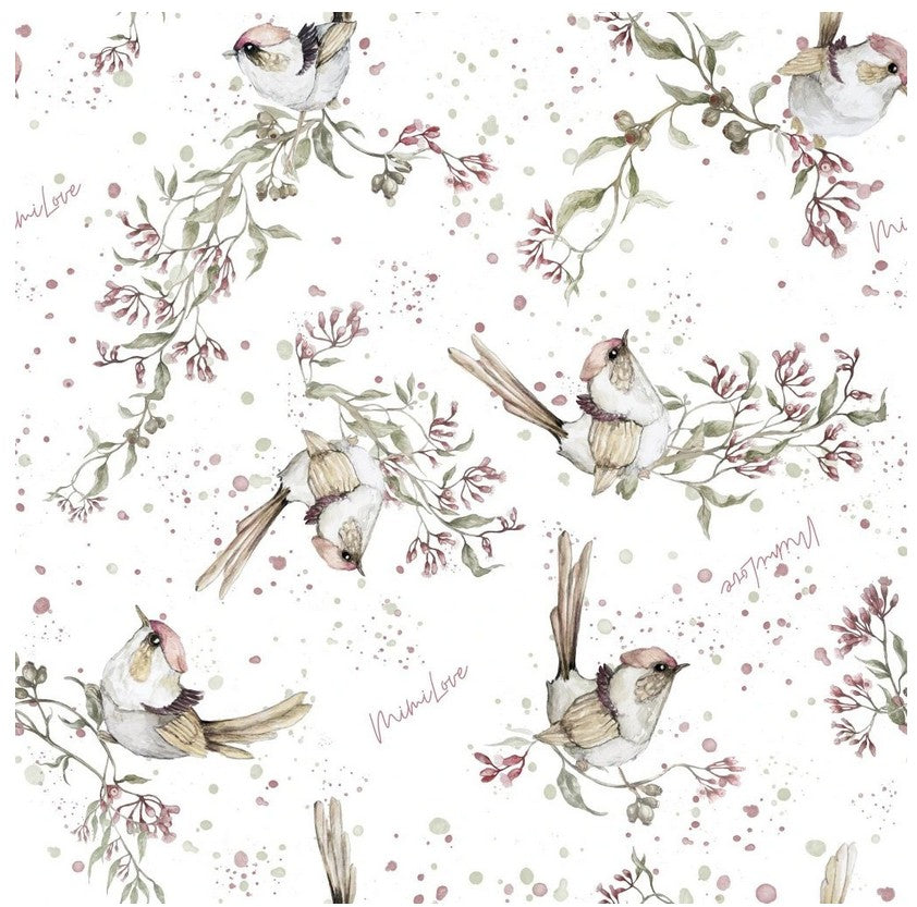 Musselin-Mullwindel 100 x 100 cm Golden Birds Rosa