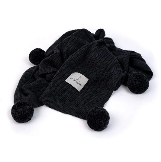 Bambusdecke mit Pompons Graphit