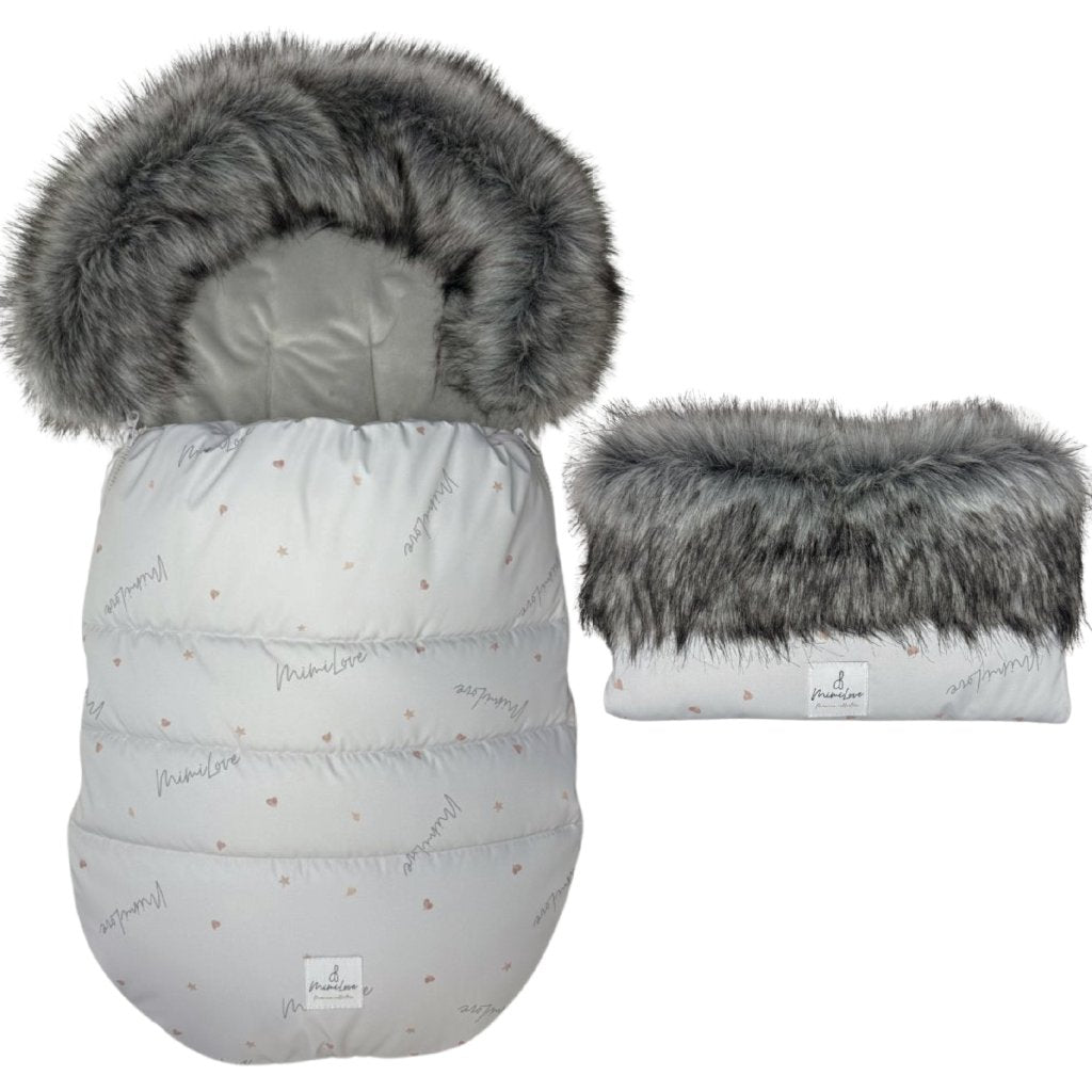Set aus Fußsack und Handwärmer für den Kinderwagen Grey Basic