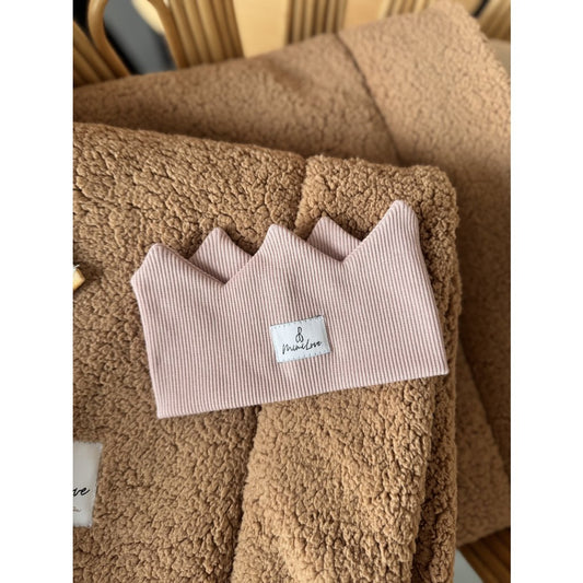 Baumwoll-Stirnband Krone 0 - 6 Monate – Hellrosa